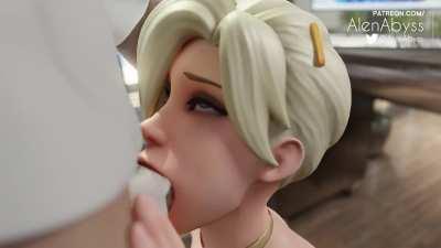 Cum in Mercy's mouth (AlenAbyss)