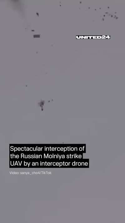 Rare observer footage is showing a Russian Molniya UAV getting intercepted by a Ukrainian FPV quad.