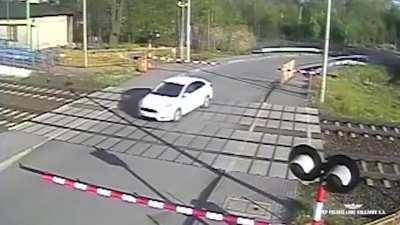 He beat the train by a nose