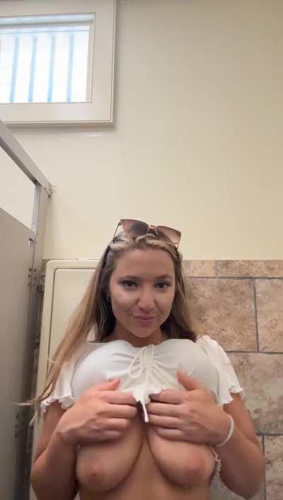 Getting naked in public restroom turns me on