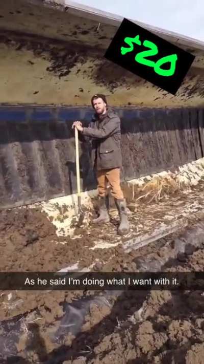 He thinks he is a true “MAN” but he’s shoveling shit in a tipped over shit truck!