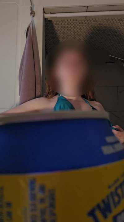 Since you were good yesterday you can hold my drink while I get ready to hop on the pool- No peaking now~ or else..