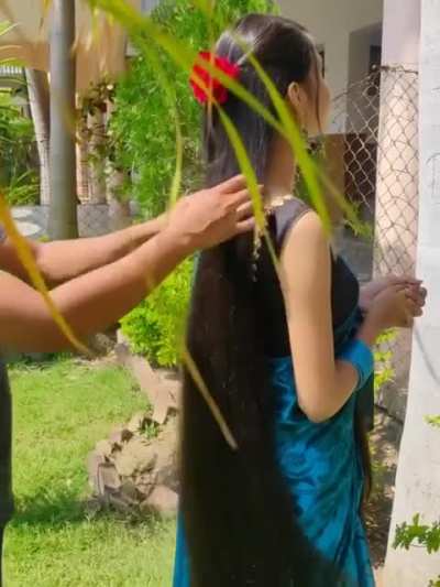 Boyfriend playing with long hair