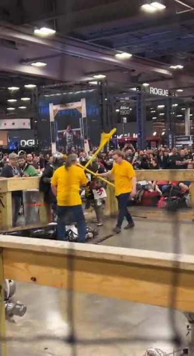 Guy gets destroyed with an axe (he’s ok)