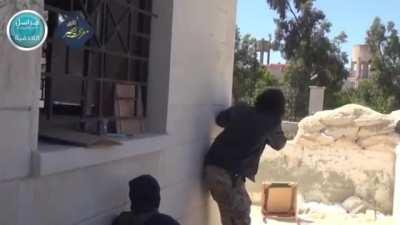 A compilation of the Jabhat al Nusra assault and capture of the Jisr al-Shaghur Hospital. Intense urban fighting and a massive VBIED detonation. 26th of April - 22nd of May, 2015