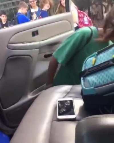 Brother picks up little sister every day while embarrassing her by bumping early 2000s hits.