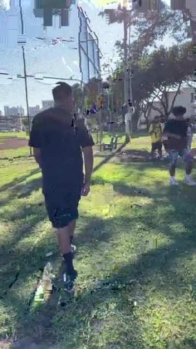 Hawaii high school fight about a month ago, not my video. The one with the black t-shirt/shorts is a freshman, the rest are seniors/juniors