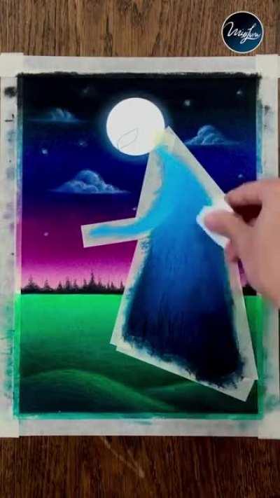 This oil pastel art process