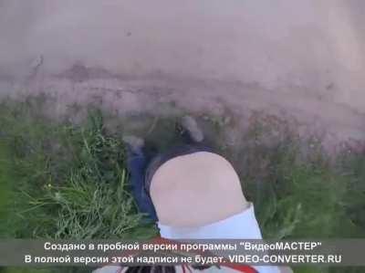 Drunk road rager gets his ass kicked while his unoccupied car slowly drifts down the road