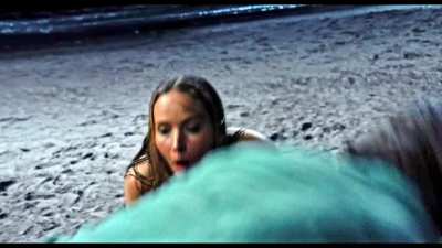 Jennifer Lawrence thwarts a clothes stealing attempt while skinny dipping.