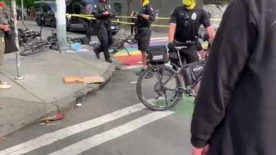 Another angle of Seattle PD bike bum rush attack on peaceful protestors on Thursday
