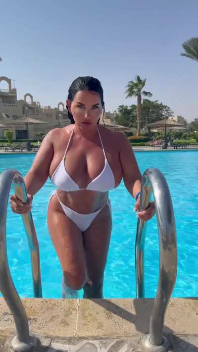 This bikini is doing its best… is it enough