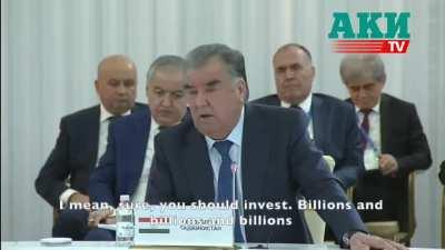 Tajikistani president Rahmon gave a critical speech about Russia during the summit.