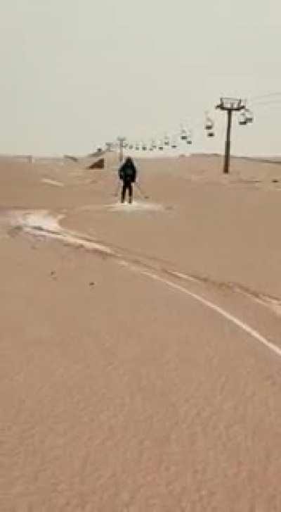 Sierra Nevada (Spain) today after a storm carried sand from the Sahara desert