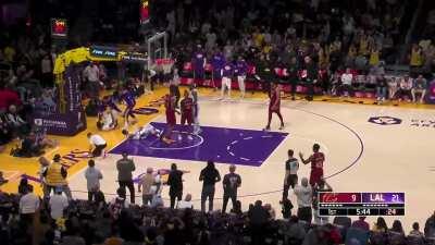 [Highlight] AD contests the Allen drive, pushes it ending with The Kid from Akron with an incredible backhand finish, Russ gets a steal right after and AD gets the layup