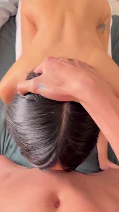 Getting my face fucked until he cums deep down my throat