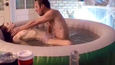 Slow romantic fuck love making in hot tub couple