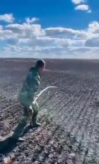 This Ukrainian soldier setting off a land mine.