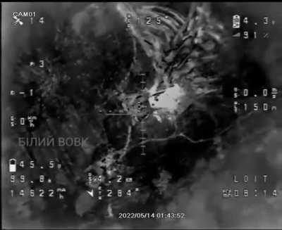 Octocopter Drone strikes by the Ukrainian 93rd Mechanized Brigade against a Russian tank in Izyum axis, Kharkiv Oblast.