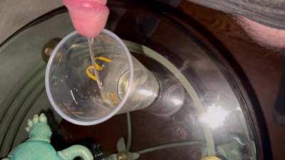 Couldn’t make it to the toilet and this was the closest thing to use. Please don’t tell on me that I got some on the table 🙏🏼🫣🫣🫣🙏🏼 I’m such a naughty boy!! 😈