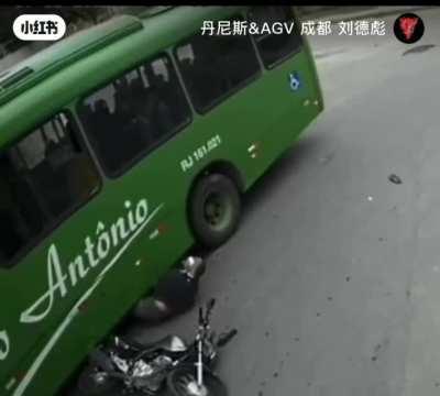Lucky idiot on motorcycle, wear your helmet