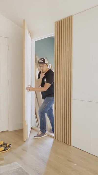 How will they know? // Hidden door with Slatted wall panels