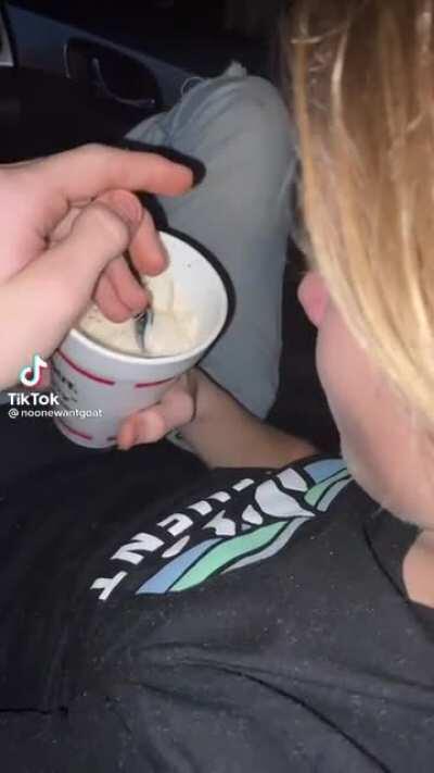 Tony enjoying his steak out shake