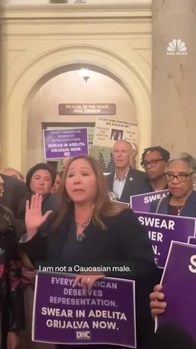 House Democrats chanted outside Speaker Mike Johnson’s office to demand swearing in of Rep.-elect Adelita Grijalva, who won a special election in Arizona in September: 