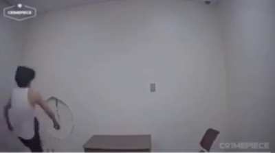 Guy in police custody breaks out of the interrogation room. 