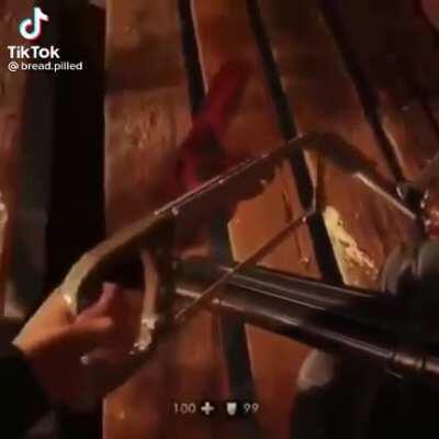 The hacksaw heard around the world. 2023 colorized.