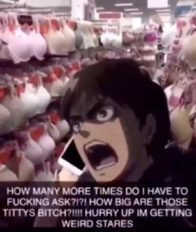 Eren goes to Target to buy bras for Mikasa