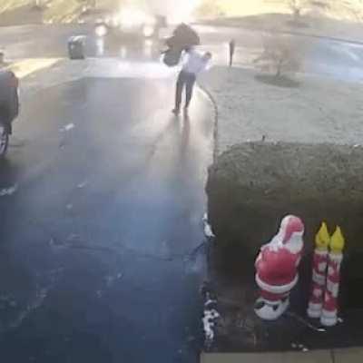 Heading Into Work Or Ice Skating 101 - lovely lunge to start followed by a charismatic slide just failed to nail the landing...you just know he felt that!!!