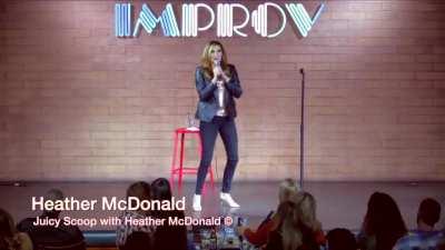 She's bragging about getting 3 doses of the new coronary vaccine, the flu shot, she says she's still menstruating, and then she suddenly collapses on the stage floor