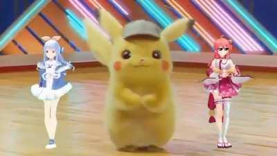 PekoMiko doing a Detective Pikachu Dance