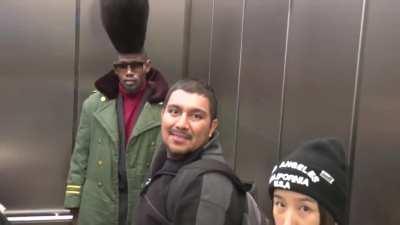 Dude spotted at LAX with an unbelievable high top fade