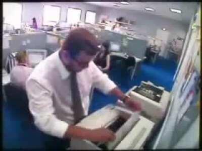 Dude freaks out after printer malfunction