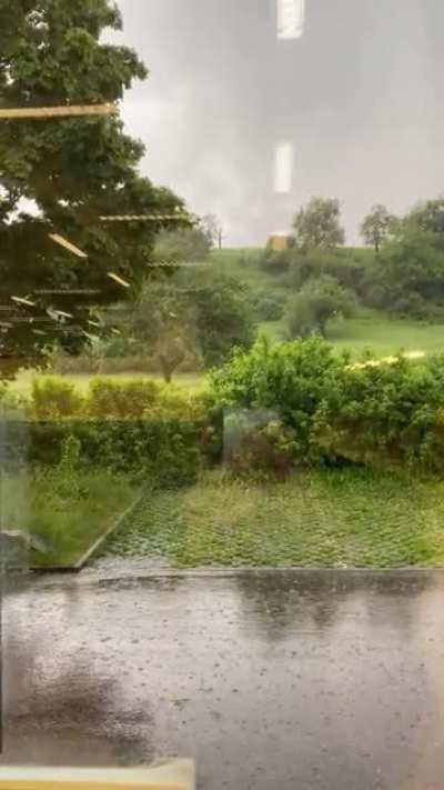 Rain in Germany from inside a store
