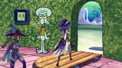 Squidward kicks every Genshin character out of his house