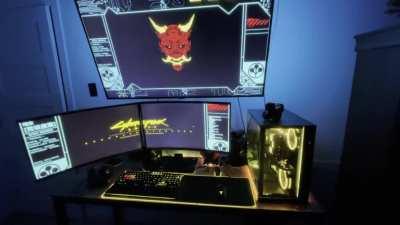 How do you guys like my cyberpunk setup? Been enjoying the game a lot since launch!