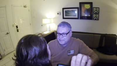 After his wife finished worshipping me- we fed her hubby a treat!