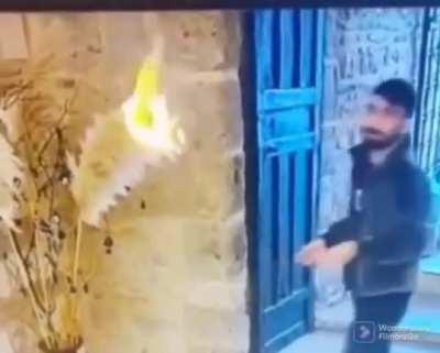 Flicking a lighter on a flammable object