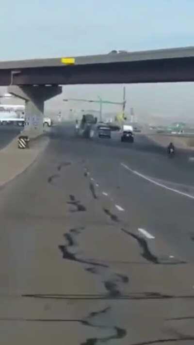Cement truck slams full-speed into semi-truck