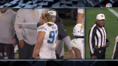 [Highlight] Joey Bosa slams his helmet, Staley hands it back to him, Bosa slams his helmet a 2nd time lol