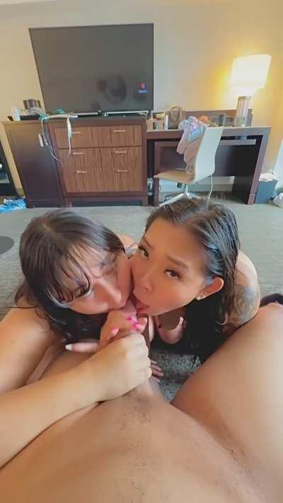 We loved looking him in the eyes while he squirmed and fed us all his cum