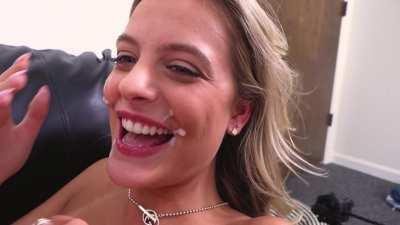 Huge facial for pretty blonde