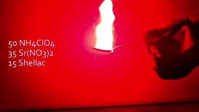 Was asked to crosspost this here - red fire produced by strontium combusting in the presence of chlorine