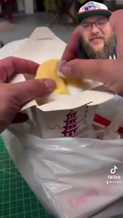 Looks like he loves chinese food a bit too much.