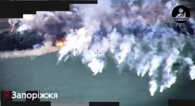 The destruction of the Russian anti-aircraft missile system in the Zaporozhia direction resulted in nice firework