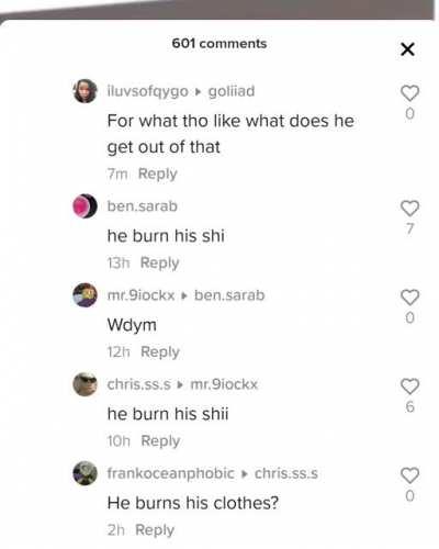 he burn his shii 💀