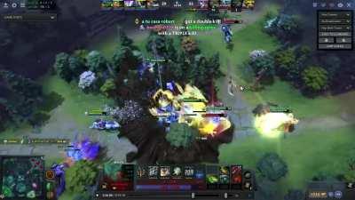 Tidehunter gets killed 9 times in 4 seconds for Lotus Orbing Meepo's Agh's Shard